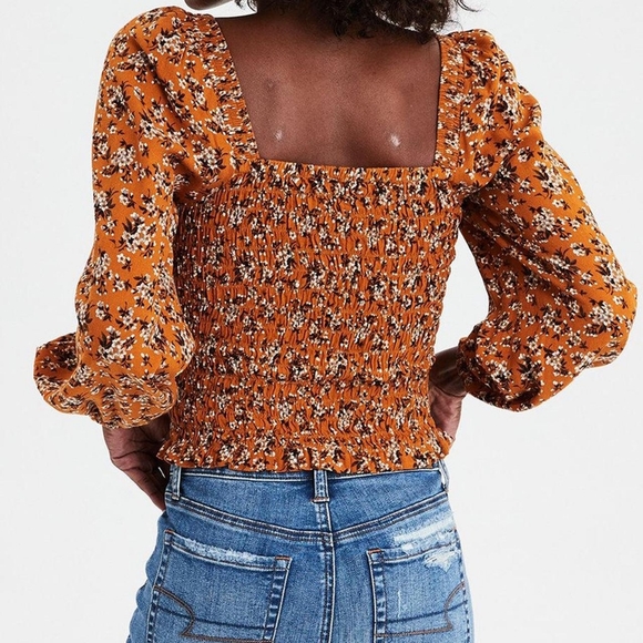 American Eagle Outfitters Women's Yellow and Orange Blouse Size Large - Picture 2 of 3